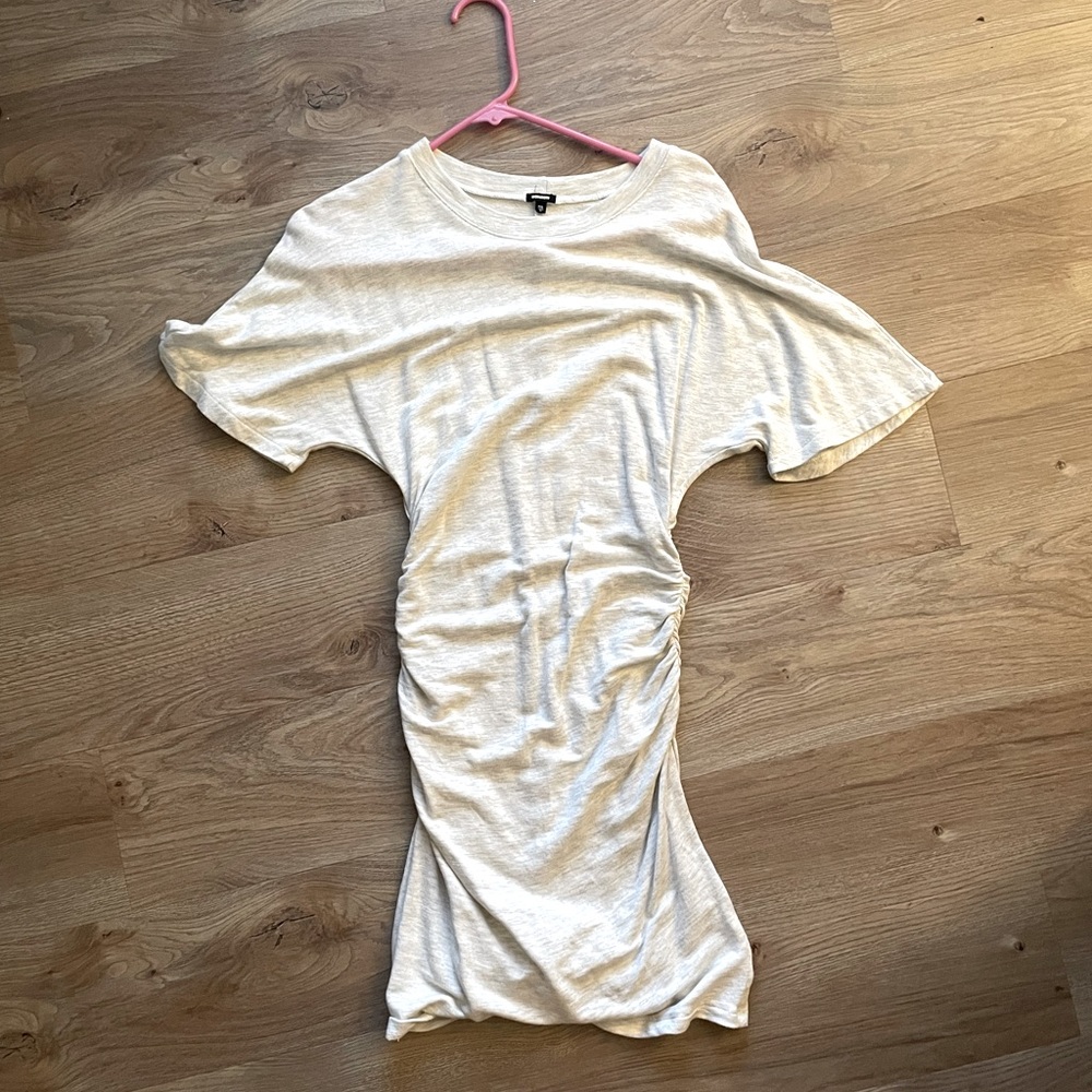 Monrow Revolve Cream Ruched Dress